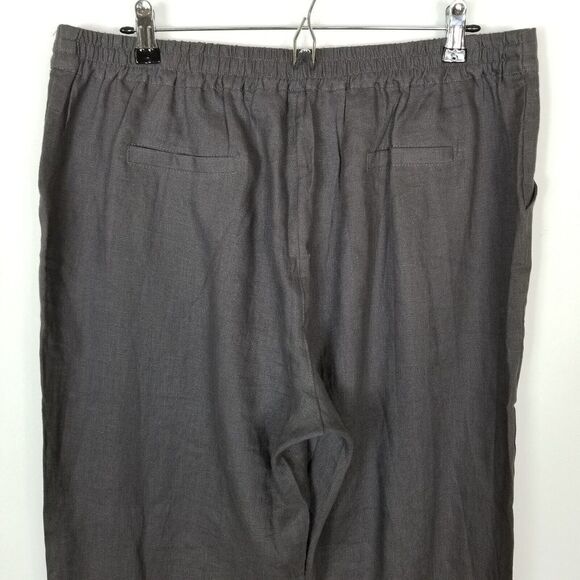 Ximo Women 100% Linen Pull On Pants Size XL Dark Gray Drawstring Waist - Picture 5 of 9